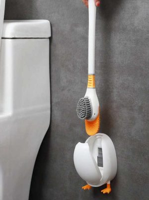Kacsa alakú WC kefe tartóval - narancssárga / fehér     DA01113