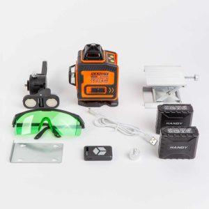 Lézeres szintező szett - max 15 m - 16 zöld lézer - 3D/360° - 2 akkumulátor, 2 konzol, szemüveg    Handy 10058 - Image 2