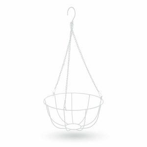Akasztható fém kosár - virágcserépek rögzítéséhez - 25 cm - fehér    Garden of Eden 11566A - Image 2