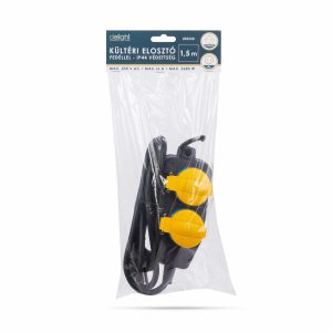 Kültéri elosztó fedéllel - 1,5 m - 4 x 230V - 3 x 1,5 mm2, gumi  - IP44    Delight 20223D - Image 2