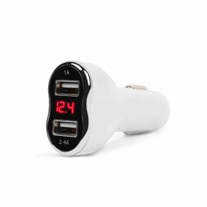 Autós szivargyújtó adapter - 2 x USB, feszültségmérővel és árammérővel - fehér    MNC 55055WH - Image 2