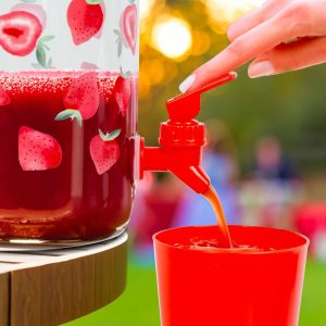Italadagoló csappal, műanyag pohárszettel - 3,8 l - epres    Family 57243G - Image 2