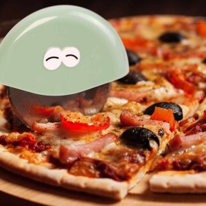 Pizzavágó - rozsdamentes acél, műanyag - 10,2 x 10,2 x 2 cm    Bewello 57550G - Image 2