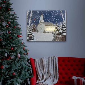 LED-es fali hangulatkép - téli táj -  2 x AA, 48 x 38 cm    Family 58473 - Image 2
