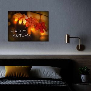 LED-es fali hangulatkép - "Hello ősz" -  2 x AA, 40 x 30 cm    Family 58502 - Image 2