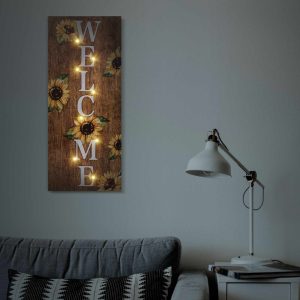 LED-es hangulatkép - "Welcome" - fali akasztóval, 2 x AA, 30 x 70 cm    Family 58503 - Image 2