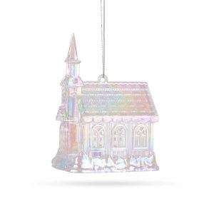 Karácsonyi dísz - irizáló, akril templom - 75 x 100 x 60 mm    Family 58516 - Image 2
