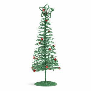 Karácsonyi, glitteres, fém karácsonyfa - 28 cm - zöld    Family 58622D - Image 2