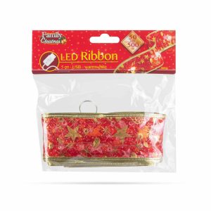 Karácsonyi LED-es szalag - piros - 5 m x 5 cm - 50 LED - USB    Family 58933J - Image 2