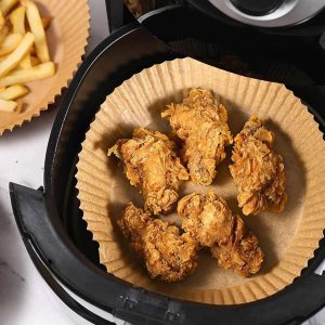 Air fryer sütőpapír - olaj nélküli sütőhöz - kör - 23 cm - 50 db / csomag    Bewello BW1020D - Image 2