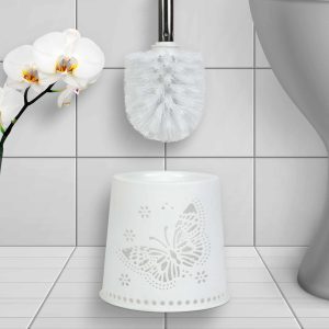 WC kefe + tartó - pillangós - 49 x 13 x 13 cm - fehér    Bewello BW3033 - Image 2