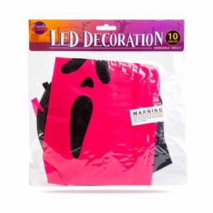 Halloween-i LED dekor - szellem - rózsaszín - 10 színes LED - akasztható - 2 x 2032 - 75 x 35 cm    Family 56569B - Image 3