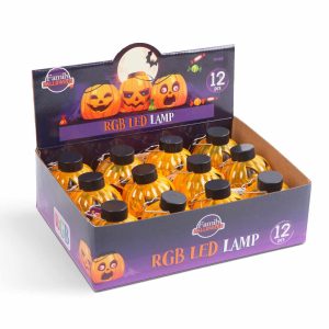 Halloween-i RGB LED lámpa - felakasztható tök - narancs / fekete - elemes    Family 58116B - Image 3