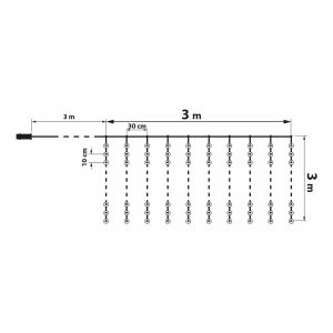 Fényfüggöny - 300 db melegfehér microLED-del - 3 x 3 m - 230V - távirányítós    Family 58905A - Image 3