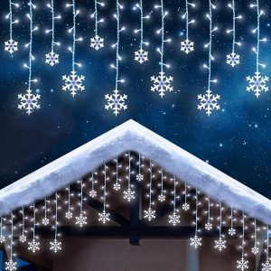 LED-es fényfüggöny - hópehely - 3 x 0,75 m - 224 hidegfehér LED - IP44    Family 58916 - Image 3