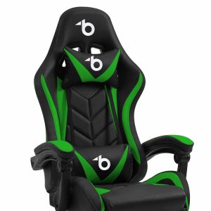 RGB LED-es gamer szék - karfával, párnával - fekete / zöld    BeMaDa BMD1115GR - Image 3