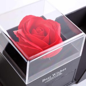 Örökrózsa nyitható díszdobozban nyaklánccal - 10,2 x 9,8 x 11 cm - fekete     DA01201 - Image 3