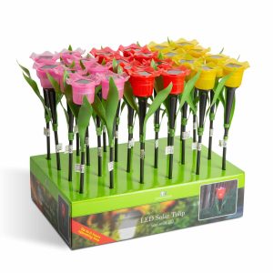 LED-es szolár tulipánlámpa - sárga / piros / rózsaszín - 31 cm - 12 db / kínáló    Garden of Eden 11750 - Image 4