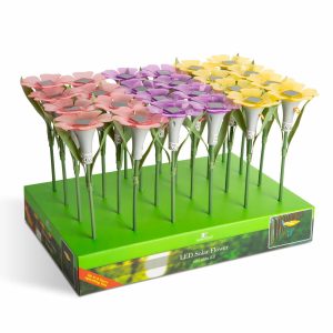Leszúrható szolár virág - 3 szín - 30 x 10 cm - fehér LED    Garden of Eden 11754 - Image 4