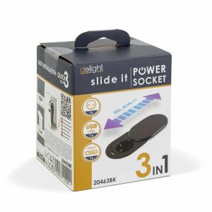 Rejtett, beépíthető konnektor + USB + Type-C - "Slide it" technológiával    Delight 20463BK - Image 4