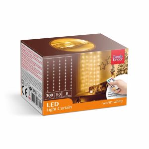 Fényfüggöny - 300 db melegfehér microLED-del - 3 x 3 m - 230V - távirányítós    Family 58905A - Image 4