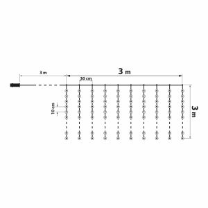 Fényfüggöny - 300 db melegfehér LED-del - 3 x 3 m - 230V - távirányítós    Family 58907A - Image 4