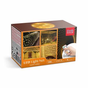 LED-es fényháló - 100 db melegfehér LED-del - 1,5 x 1,5 m - 230V - távirányítós    Family 58908A - Image 5