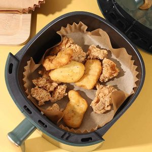 Air fryer sütőpapír - olaj nélküli sütőhöz - négyzet - 23 cm - 50 db / csomag    Bewello BW1020B - Image 5