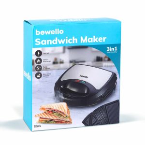 Szendvicssütő - 3 az 1-ben - 220-240V - 800W - ezüst/fekete    Bewello BW1024 - Image 5