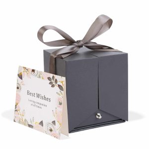 Örökrózsa nyitható díszdobozban nyaklánccal - 10,2 x 9,8 x 11 cm - fekete     DA01201 - Image 5