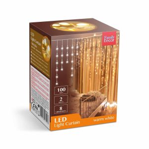 Fényfüggöny - 100 db LED - melegfehér - hálózati - IP44 - 2,2 m - 8 program    Family 58902A - Image 6