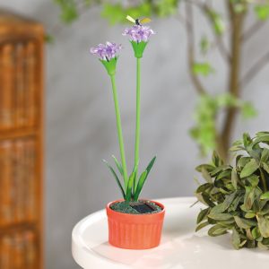 Szolár színes virág - 8 x 8 x 32 cm - 10 melegfehér LED - lila    Garden of Eden 11735A - Image 2