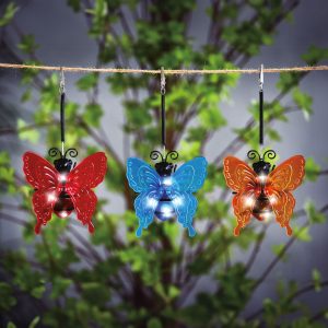Szolár lámpa - leszúrható / függeszthető - pillangó - többféle - 12 x 6 x 21,5 cm - 4 LED    Garden of Eden 11772 - Image 2