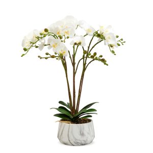 Műnövény dekoráció - orchidea - fehér - 58 cm     11900B - Image 2