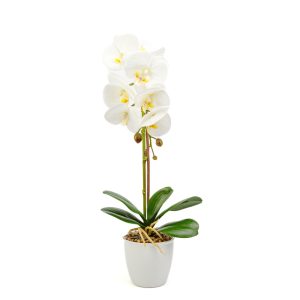 Műnövény dekoráció - orchidea - fehér - 48 cm     11901B - Image 2