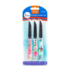 Konyhai kés készlet - 15 cm - virág mintás - 3 db / csomag    Family 56316B - Image 2