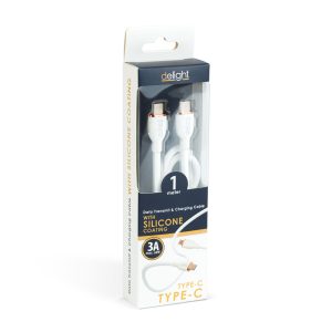 Adatkábel - Type-C / Type-C - fehér - 1 m - 3 A - 60 W    Delight 55554WH-1 - Image 4
