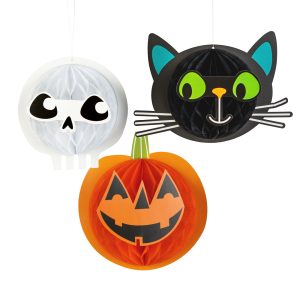 Halloween-i dekoráció - lampion szett - tök, macska, koponya - papír - 20 cm - 3 db / csomag     56584 - Image 2
