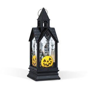 Halloween-i világító dekoráció - tök - sárga LED - 17,5 x 6,3 x 6,3 cm - 3 x LR44     56600B - Image 2