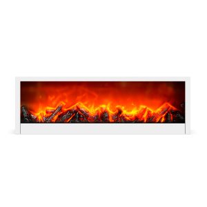 Kandalló LED-es lánghatással - fehér - elemes / USB-s - 60 x 10 x 20 cm    Bewello BW2015WH - Image 2