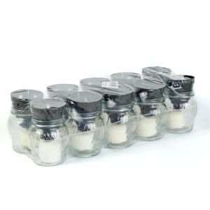 Üveg mécses műanyag kupakkal, üveg szín: fehér, kupak szín: fekete - 14 cm     TW1012 - Image 2