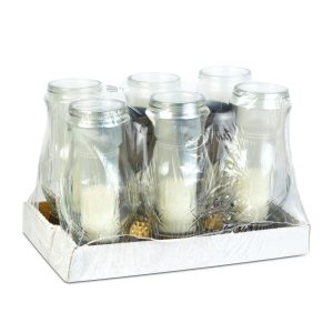 Üveg mécses - műanyag kupakkal, üveg szín: fehér, kupak szín: fekete - arany antik - 28 cm     TW1017 - Image 2
