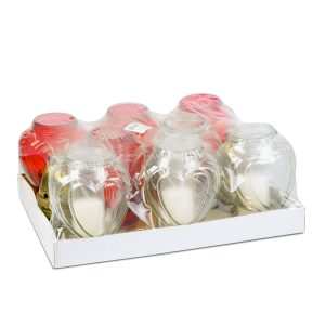 Üveg mécses - szív forma, műanyag kupakkal, piros - fehér - 21,7 cm     TW1018 - Image 2