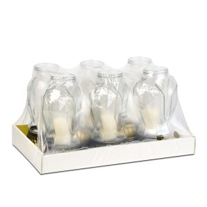 Üveg mécses - műanyag kupakkal, üveg szín: fehér, kupak szín: fekete - arany antik - 31 cm     TW1021 - Image 2