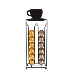 Fém kávékapszula tartó - 28 db Nespresso kapszulához - 125 x 115 x 340 mm - matt fekete    Bewello BW0998 - Image 3