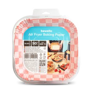 Air fryer sütőpapír - olaj nélküli sütőhöz - kockás, négyzet - 20 cm - 50 db / csomag    Bewello BW1030A - Image 4