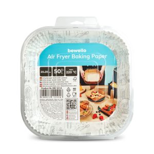 Air fryer sütőpapír - olaj nélküli sütőhöz - mintás, négyzet - 20 cm - 50 db / csomag    Bewello BW1031A - Image 4