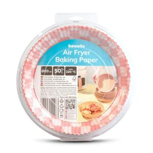 Air fryer sütőpapír - olaj nélküli sütőhöz - kockás, kör - 20 cm - 50 db / csomag    Bewello BW1032A - Image 4