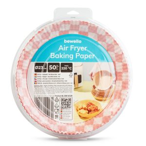 Air fryer sütőpapír - olaj nélküli sütőhöz - kockás, kör - 23 cm - 50 db / csomag    Bewello BW1032B - Image 4