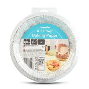 Air fryer sütőpapír - olaj nélküli sütőhöz - mintás, kör - 20 cm - 50 db / csomag    Bewello BW1033A - Image 4